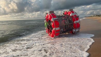 Florida man arrested after he attempts to cross Atlantic in homemade vessel resembling hamster wheel