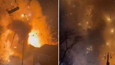 Shocking video shows Virginia house exploding as police try to execute search warrant after suspect set off flare gun