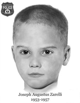 Joseph Augustus Zarelli was a four-year-old boy whose nude, beaten and malnourished body was found on the side of Susquehanna Road, in Philadelphia, Pennsylvania, on February 25, 1957 (Philadelphia Police)