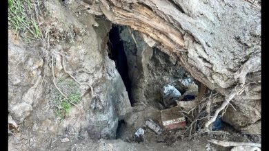 Homeless people in California found living in underground caves, furnished with bedding, filled with drugs and trash
