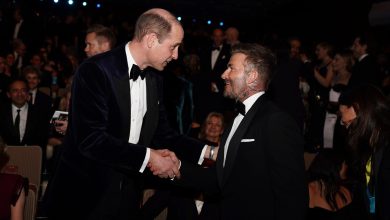 Prince William and David Beckham brush shoulders at BAFTA Film awards