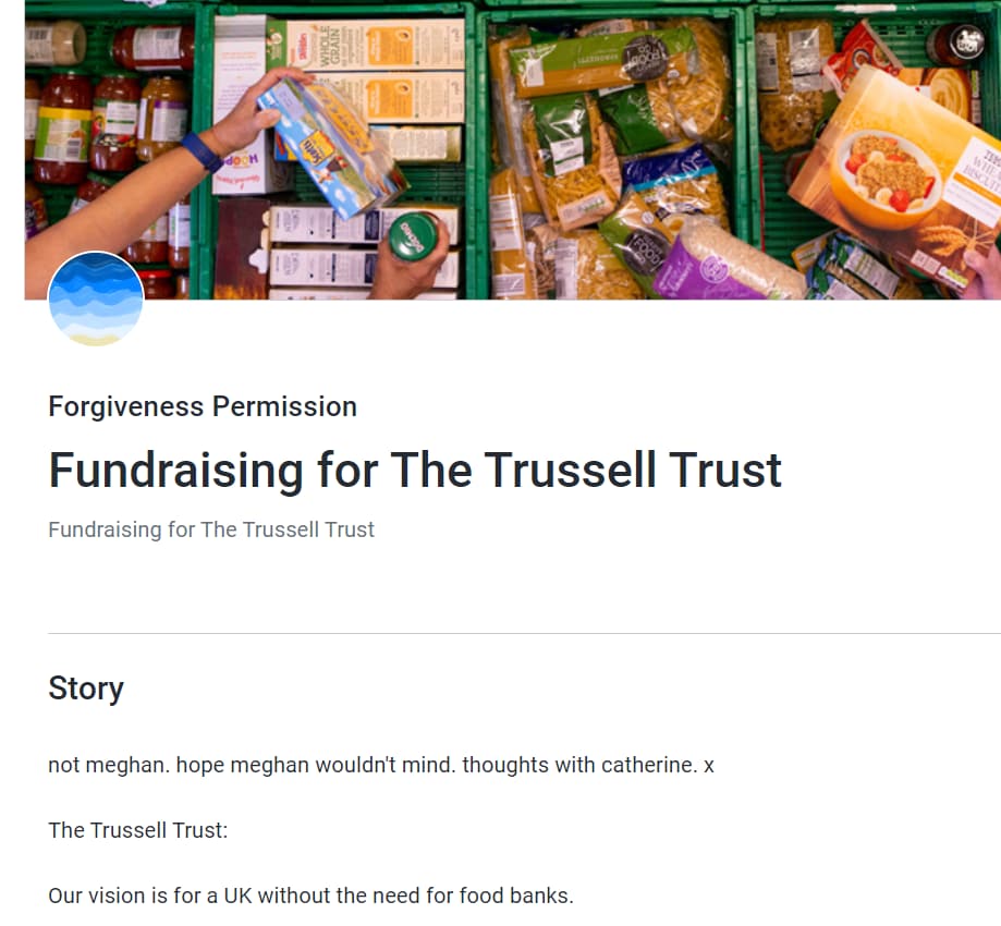 Fundraiser for The Trussell Trust(Justgiving.com/ Trussell Trust)