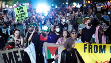 Blocked from reaching Met Gala in NYC, pro-Palestinian protesters burn American flag, vandalise WWI memorial