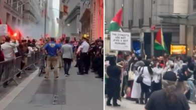 Anti-Israel protesters light flares, chant ‘Long Live the Intifada' outside NYC exhibit for Oct 7 victims