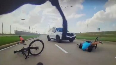 Terrifying video shows brazen driver ramming into cyclists near Texas airport
