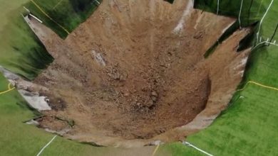 Alton soccer field gone in seconds: Terrifying video captures sinkhole swallowing Illinois pitch