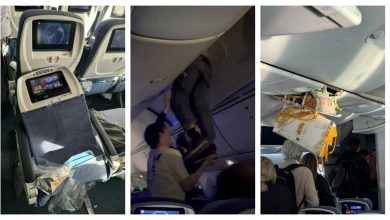 On Air Europa flight, man stuck in overhead bin during turbulence; 40 injured | Video