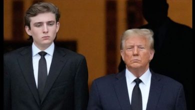 Barron Trump looks ‘so embarrassed’ in new video with dad as Donald says ‘no tax on tips’