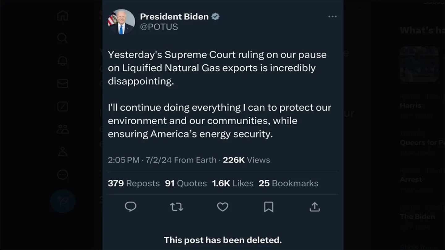 President Biden's X account appeared to have deleted a post confusing the federal court with the Supreme Court. (X screenshot)