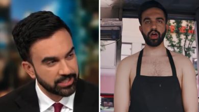 Awkward moment: Zohran Mamdani caught off guard as interviewer plays his 2019 rap in apron on live TV
