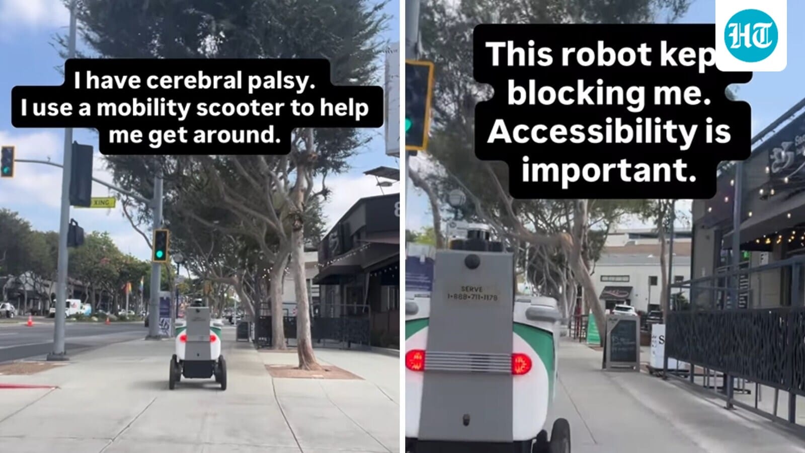 Delivery robot ‘keeps blocking’ man in mobility scooter before colliding in viral video